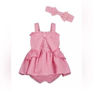 Brand New Baby Girls Seersucker Sundress With Headband, Size 18 Months, NWT